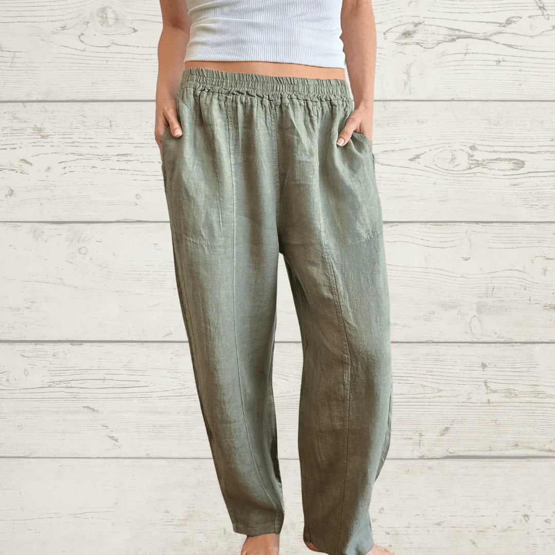Women's Summer Casual Linen Wide Leg Buttoned Pants
