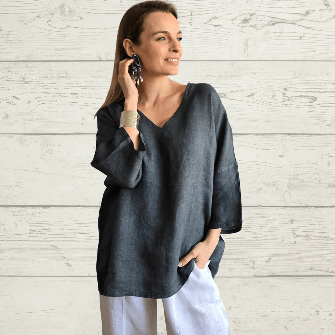Women's Casual Cotton Linen Three-quarter sleeves Tops