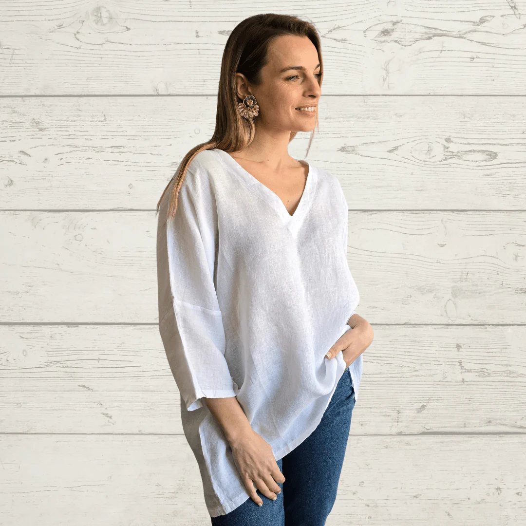 Women's Casual Cotton Linen Three-quarter sleeves Tops