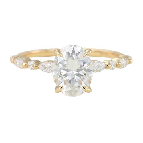 Juyoyo 7*9mm Oval Cut Moissanite Yellow Gold Engagement Ring