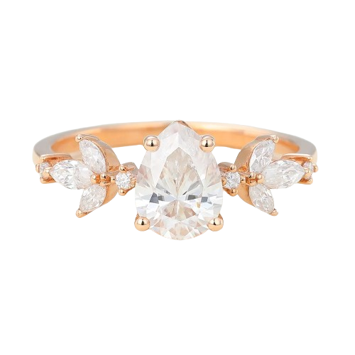 Juyoyo Pear Shaped Moissanite Rose Gold Engagement Ring