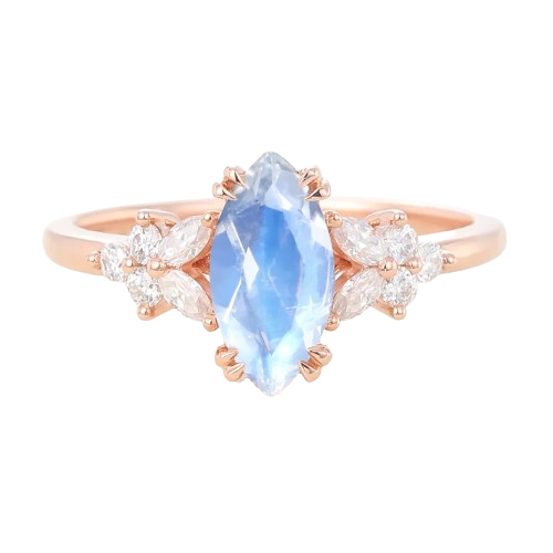 Juyoyo Marquise Cut Unique Moonstone Rose Gold Dainty Engagement Ring