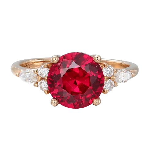 Juyoyo 2ct Round Cut Lab Ruby 925 Sterling Silver Engagement Ring