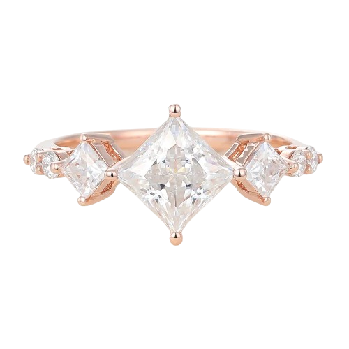 Juyoyo Princess Cut Moissanite Rose Gold Engagement Ring