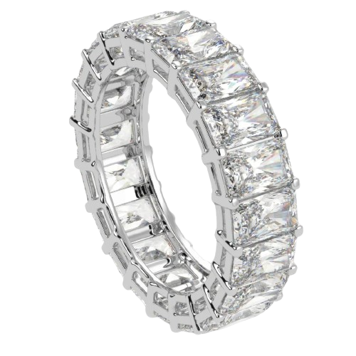 Juyoyo 6.64 CT Emerald Cut Moissanite Eternity Ring