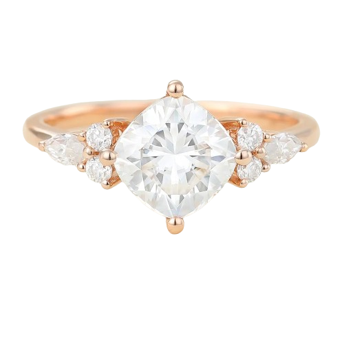 Juyoyo cushion cut moissanite rose gold engagement ring