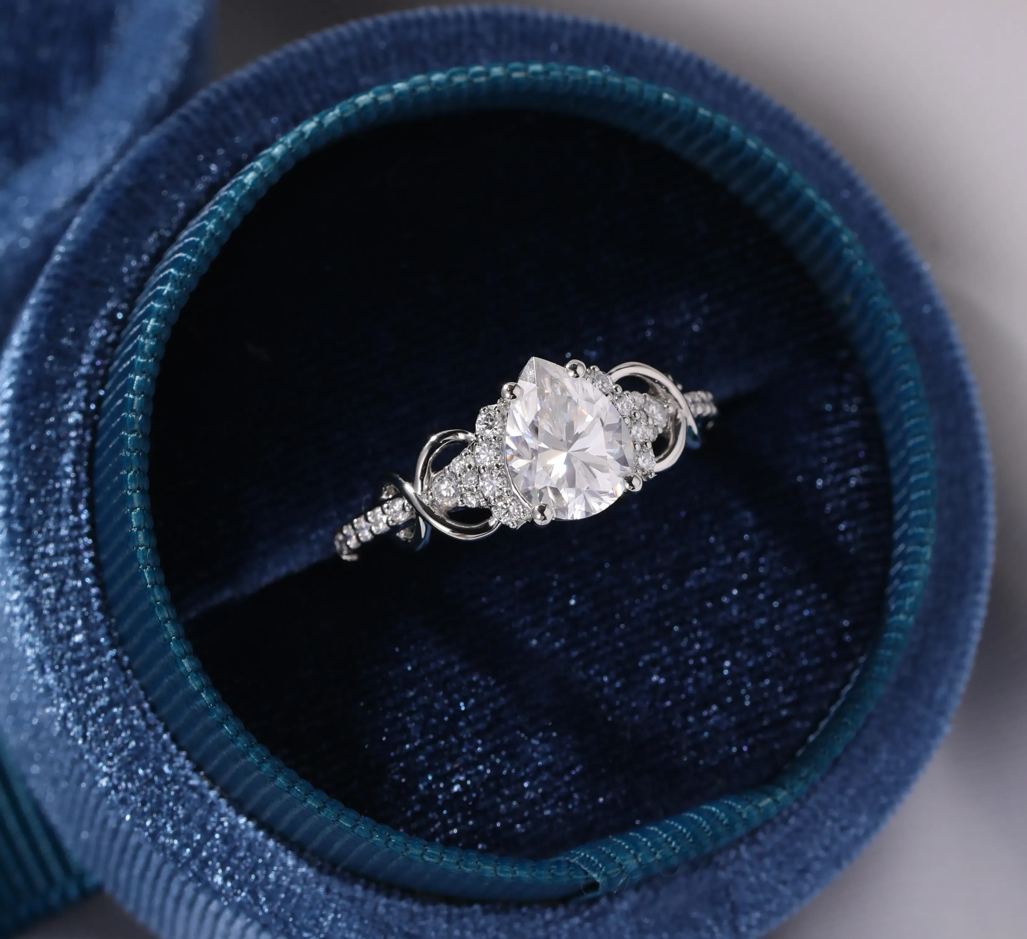 Pear Cut Moissanite Engagement Ring Infinity Promise Ring Pav&eacute; Diamond Ring Rose Gold