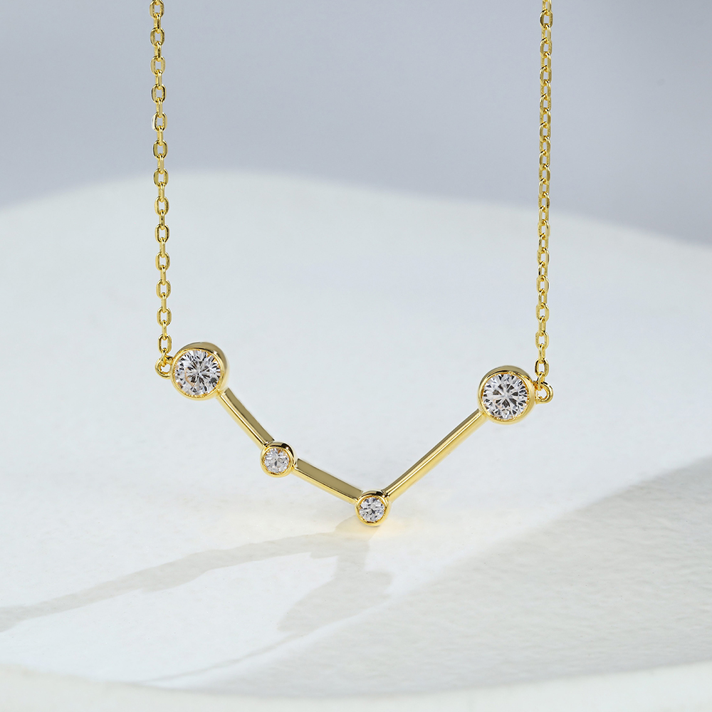 Gold Choker Aquarius Necklace - Zodiac Sign Necklace 	