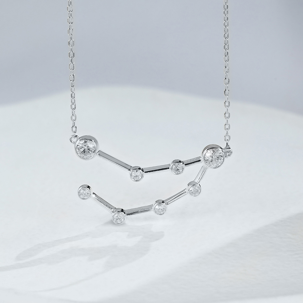 White Gold Capricorn Necklace - Zodiac Sign Necklace