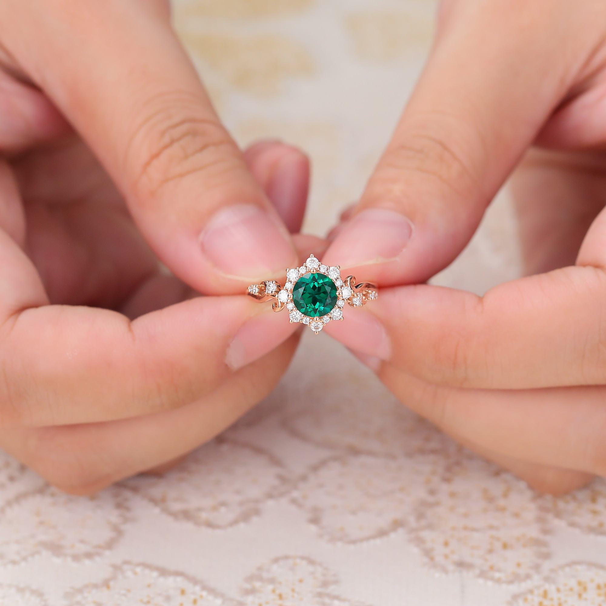 Emerald Engagement Ring