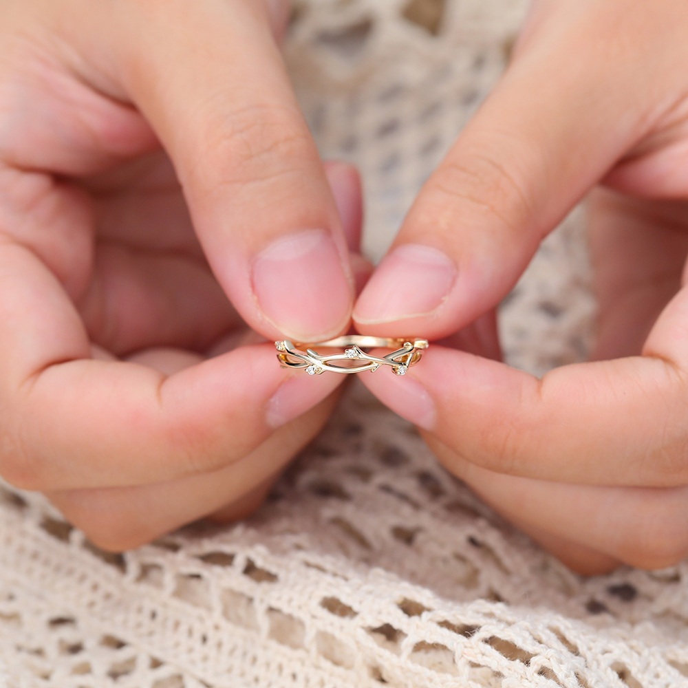 Branch Moissanite Infinity Wedding Band Stacking Ring 