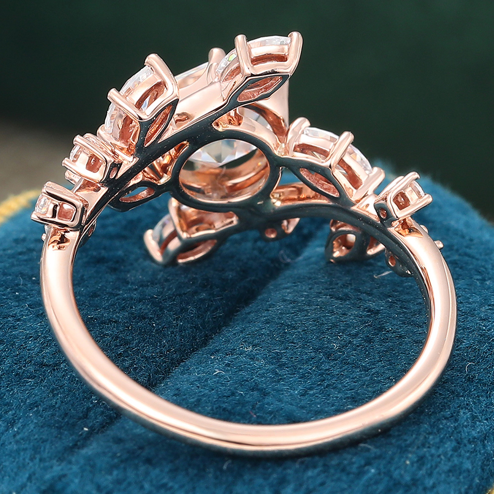 Juyoyo Hexagon Cut Rose Gold Vintage Mossanite Engagement Ring
