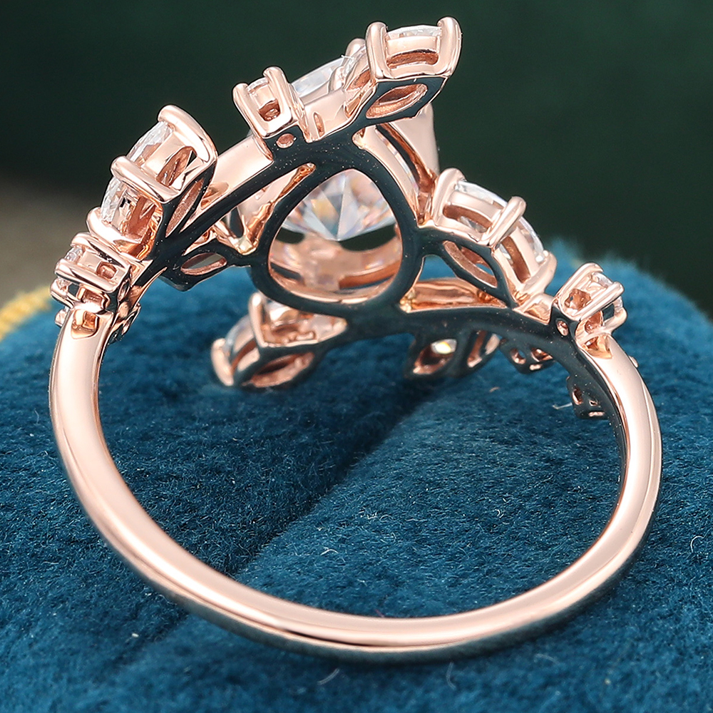 Juyoyo Pear Shaped Rose Gold Vintage Mossanite Engagement Ring