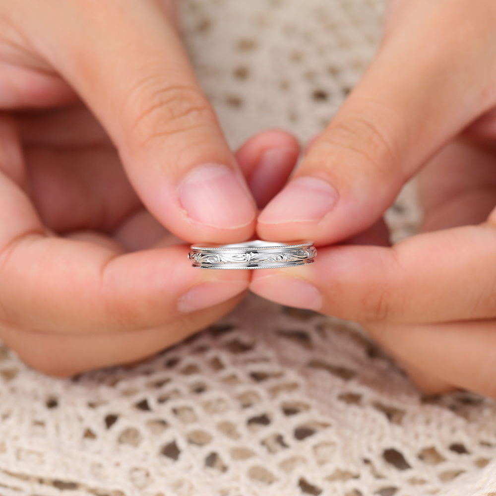 Juyoyo Vintage White Gold Stacking Wedding Ring