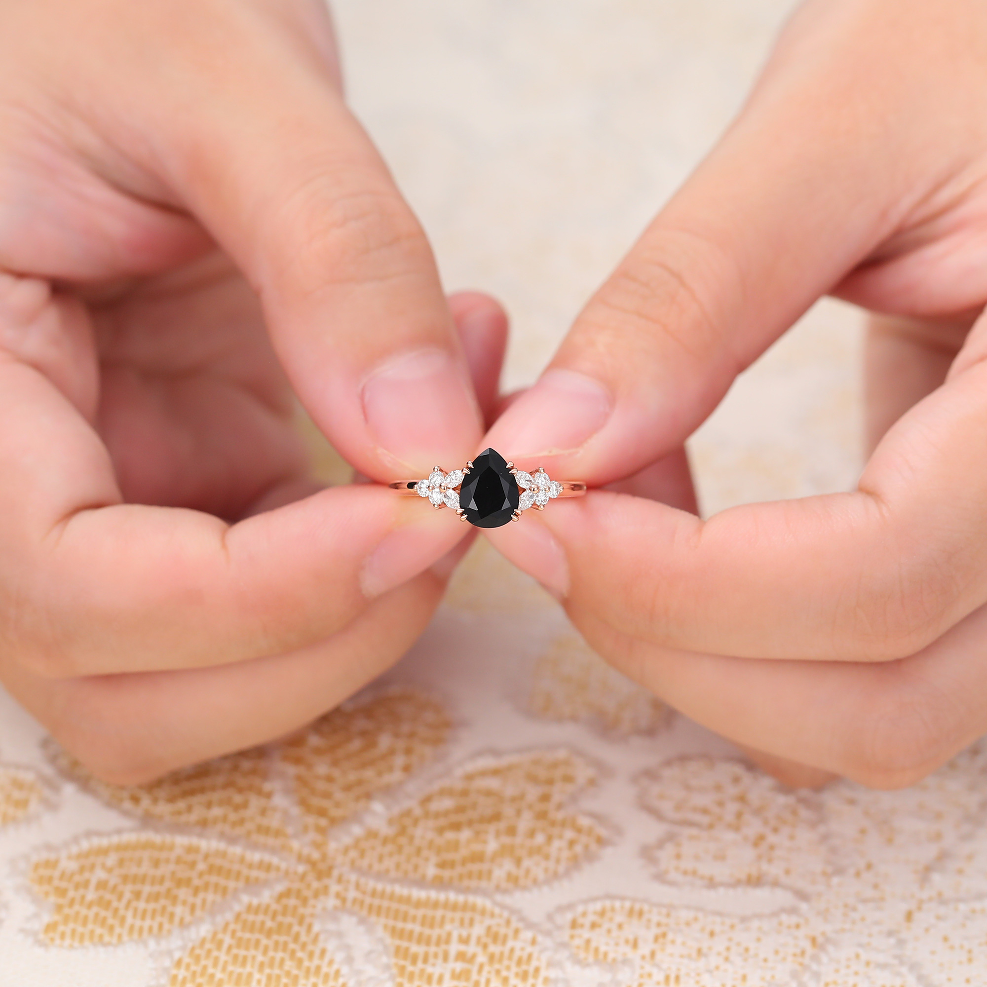 Black Onyx Engagement Ring