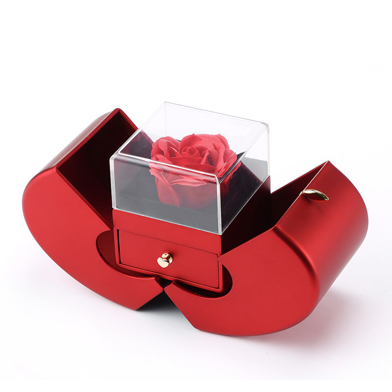 Rose Preserved Flower Christmas Gift Apple Jewelry Box