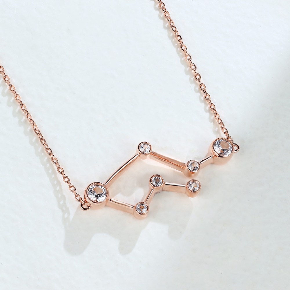 Rose Gold Gemini Necklace - Zodiac Sign Necklace