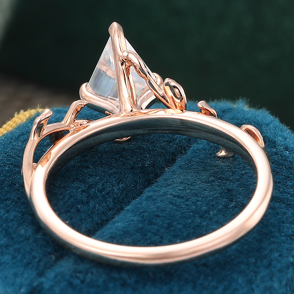 Juyoyo Unique Kite Cut Moissanite Engagement Ring Rose Gold Nature Inspired Bridal Ring