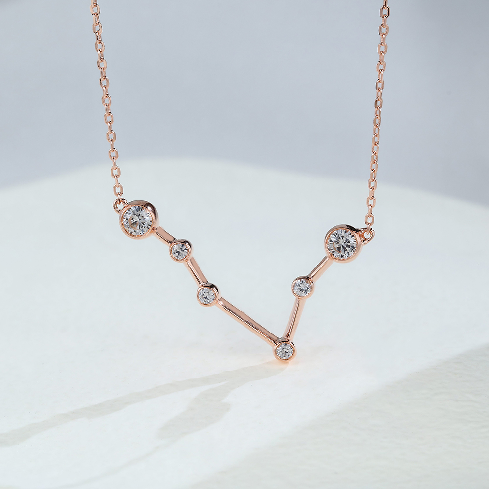 rose gold white sapphire Pisces necklace - Zodiac Sign Necklace