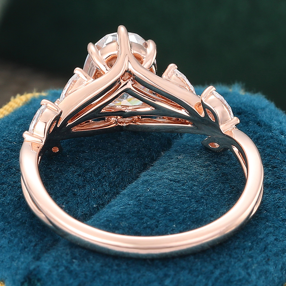 Juyoyo Oval Cut Moissanite Engagement Ring Vine Leafy Bridal Ring Rose Gold Promise Ring