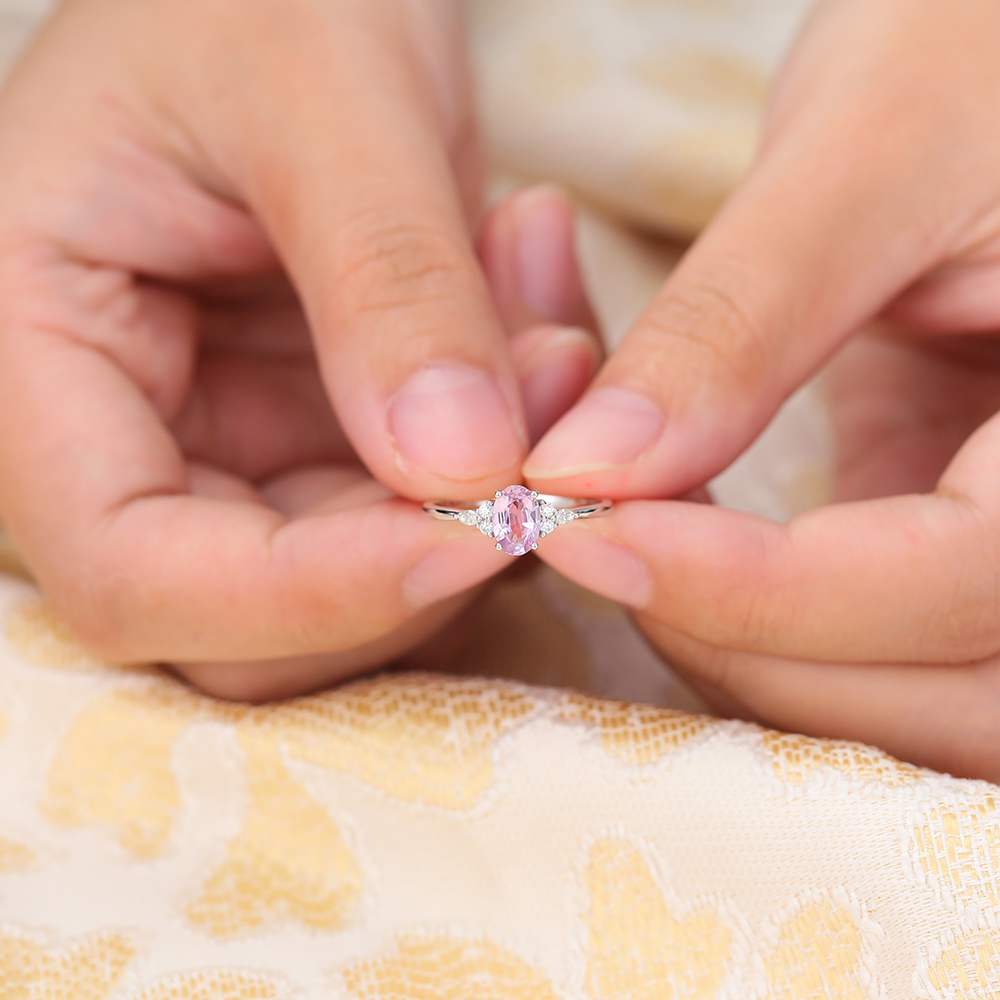 Oval Cut Pink Sapphire Engagement Ring