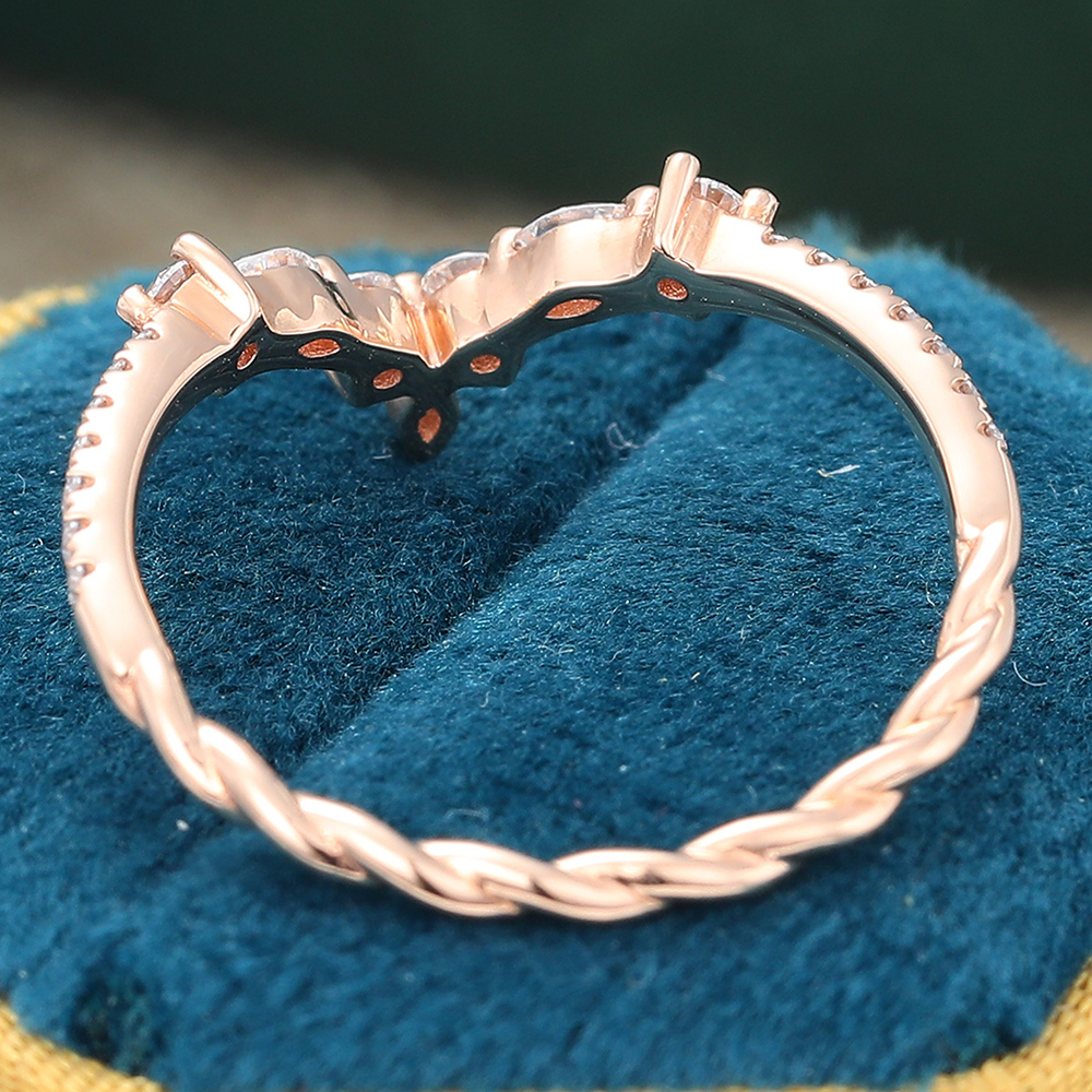 Juyoyo Rose Gold Moissanite Curved Stacking Wedding Ring