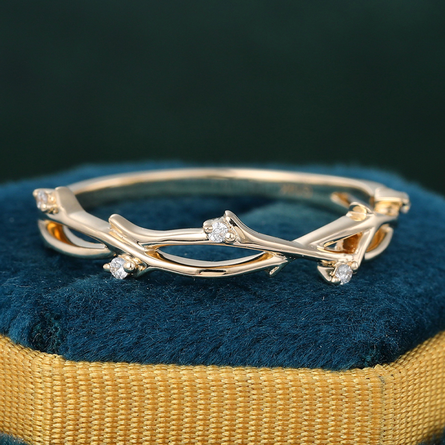 Branch Moissanite Infinity Wedding Band Stacking Ring