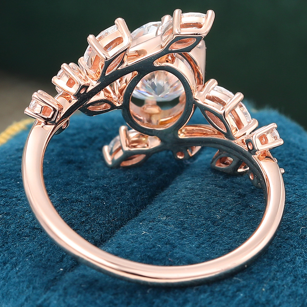 Juyoyo Oval Cut Rose Gold Vintage Mossanite Engagement Ring