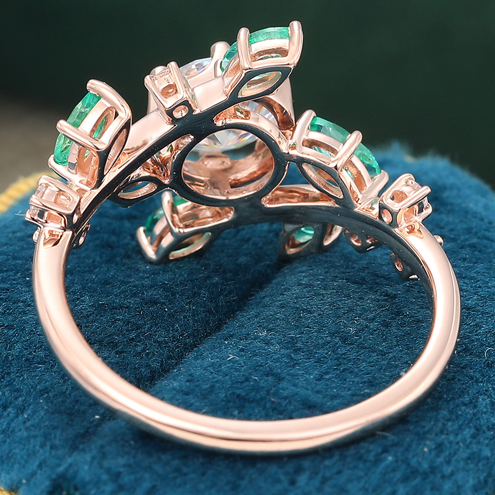 Juyoyo Unique Moissanite Rose Gold Leaf Engagement Ring