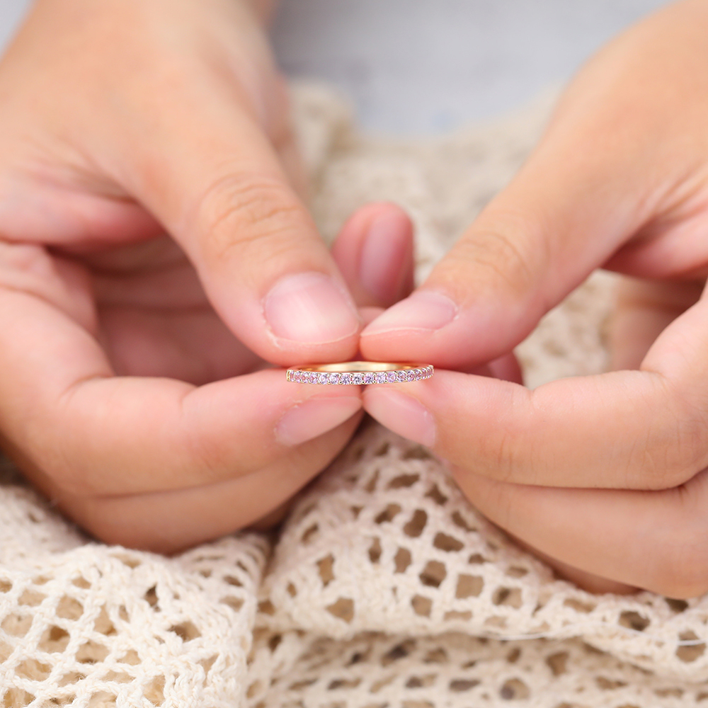 Juyoyo Pink Sapphire Rose Gold Vintage Wedding Band