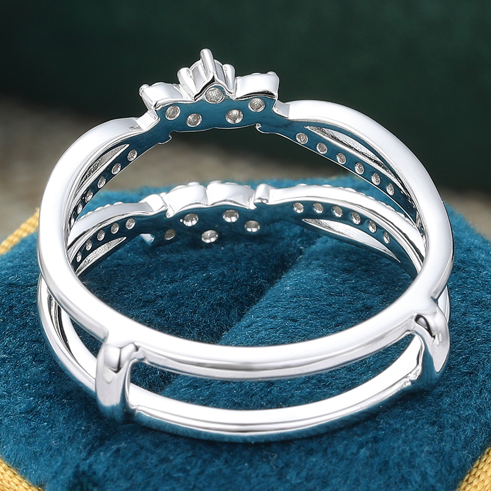 Juyoyo Diamond Double Bands White Gold Curved Wedding Band