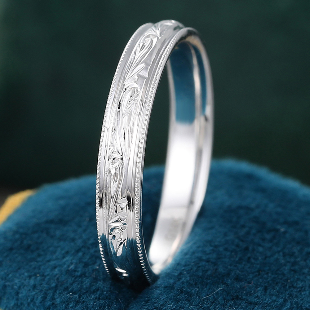 Juyoyo Vintage White Gold Stacking Wedding Ring