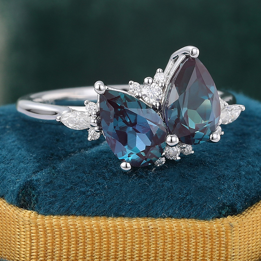 Pear Cut Alexandrite Engagement Ring