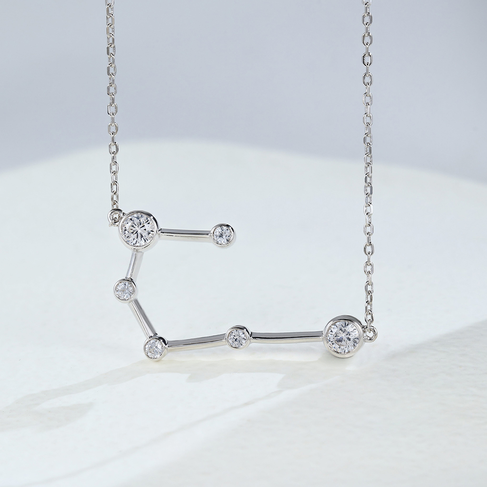 White Gold Cancer Necklace - Zodiac Sign Necklace