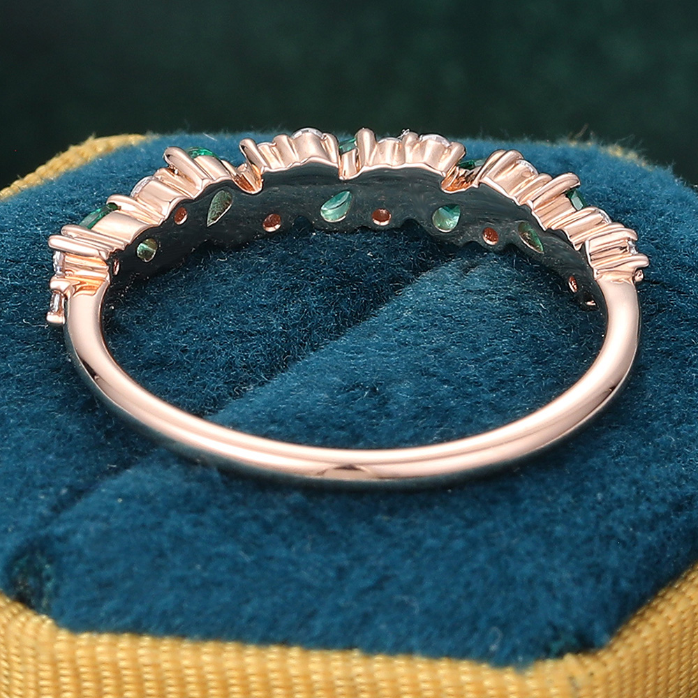 Pear Shape Emerald Wedding Ring Vintage Stackable Ring