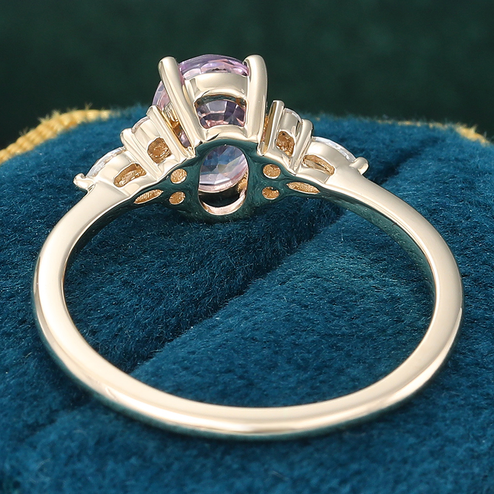 Lab Pink Sapphire Engagement Ring 