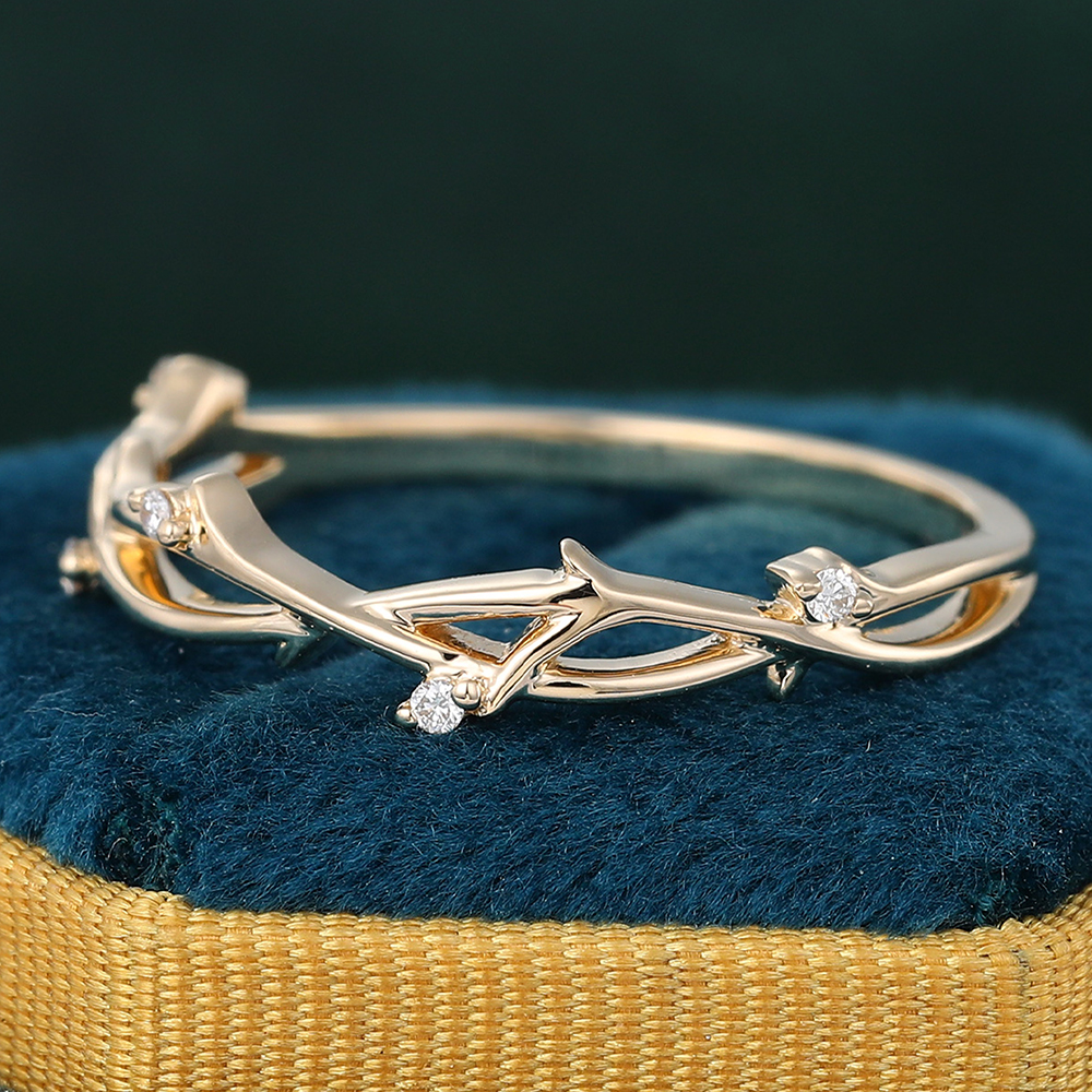 Branch Moissanite Infinity Wedding Band Stacking Ring 