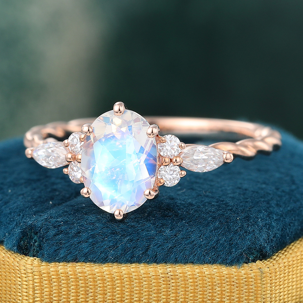 Gold Moonstone Ring