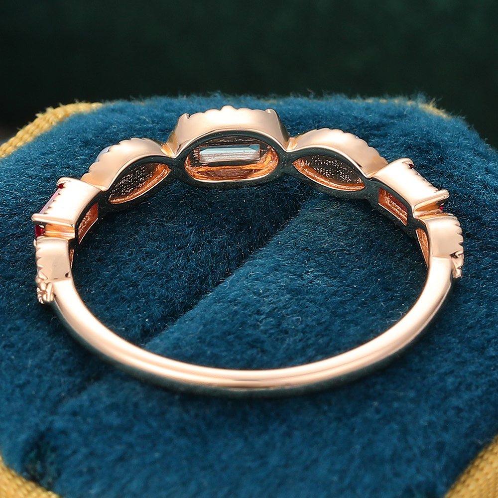 Juyoyo Muti Gemstone Ring Lab Alexandrite & Ruby & Pearl Ring