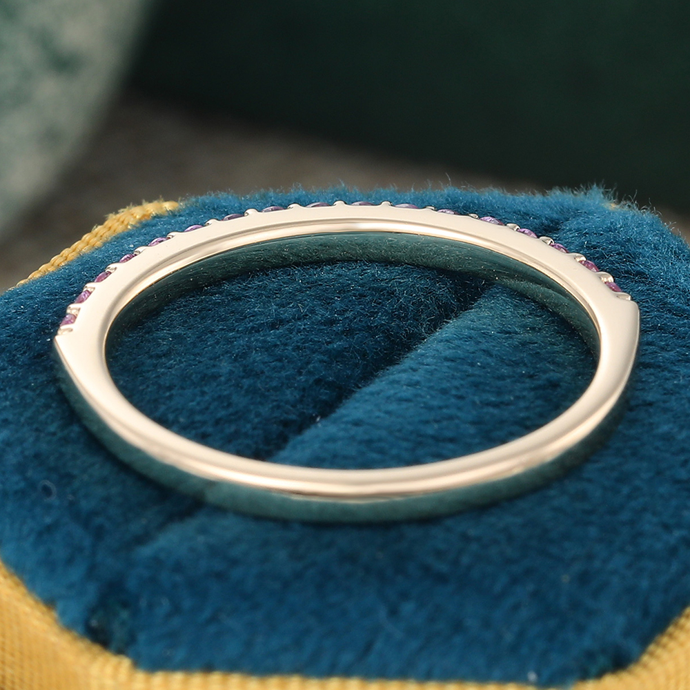 Juyoyo Pink Sapphire Rose Gold Vintage Wedding Band