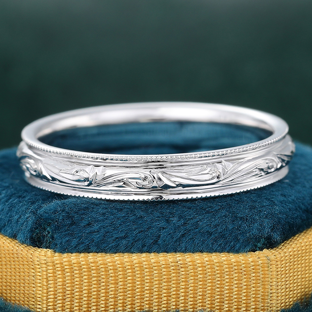 Juyoyo Vintage White Gold Stacking Wedding Ring