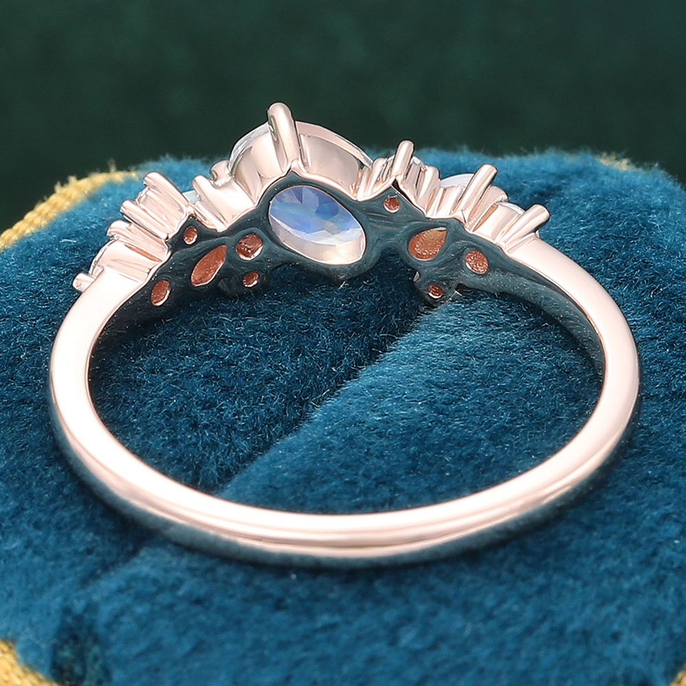 Juyoyo Exquisite Multi-stone Oval Moonstone Cluster Ring with Opal and Diamond Accents