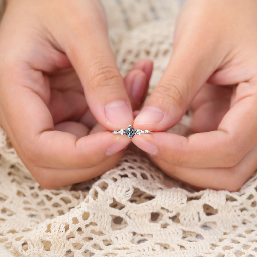 Princess Cut Alexandrite Ring