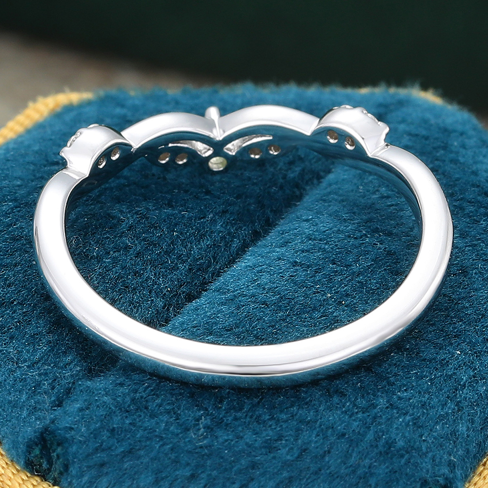 Juyoyo Unique Moissanite & Moss Agate Curved Anniversary Wedding Band Stacking Wedding Band