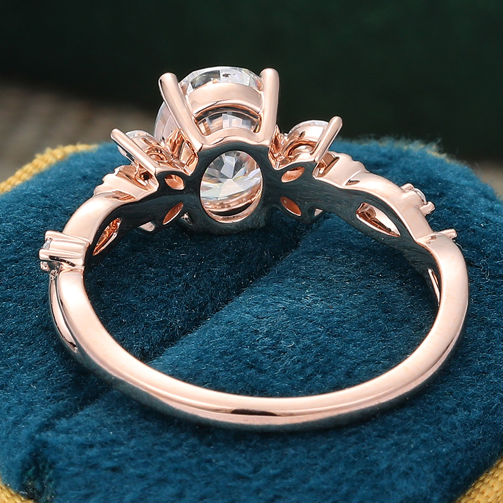 Juyoyo Oval Cut Moissanite Twisted Engagement Ring Unique Bridal Ring 14K Rose Gold