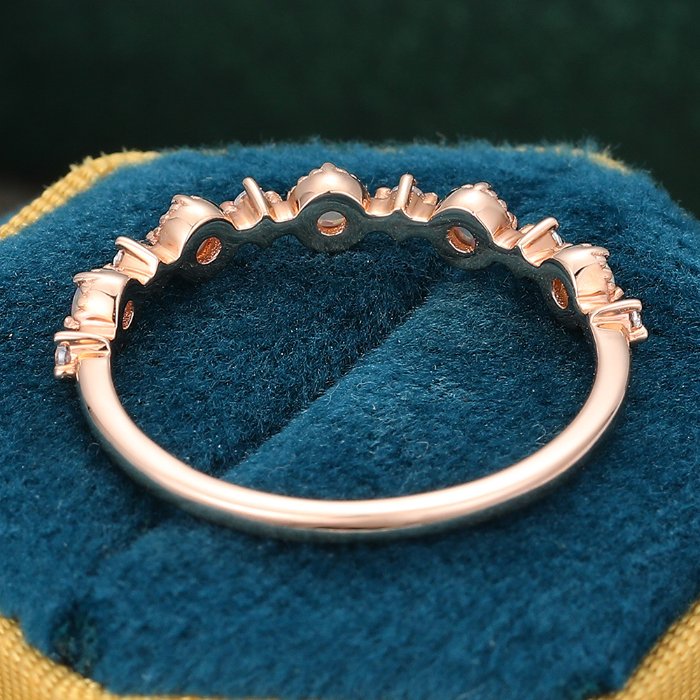 Juyoyo Unique Opal Rose Gold Diamond Designer Ring Anniversary Wedding Band