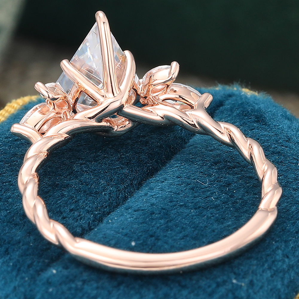 Juyoyo Prong Setting Kite Cut Moissanite Twisted Engagement Ring Gold Anniversary Promise Ring Gift