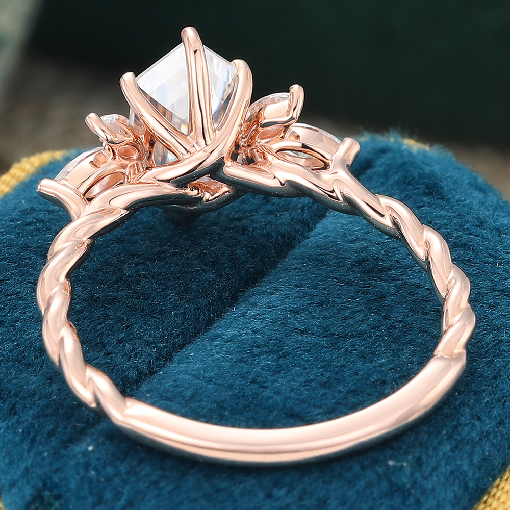 Juyoyo Prong Setting Long Hexagon Cut Moissanite Twisted Engagement Ring Anniversary Promise Ring