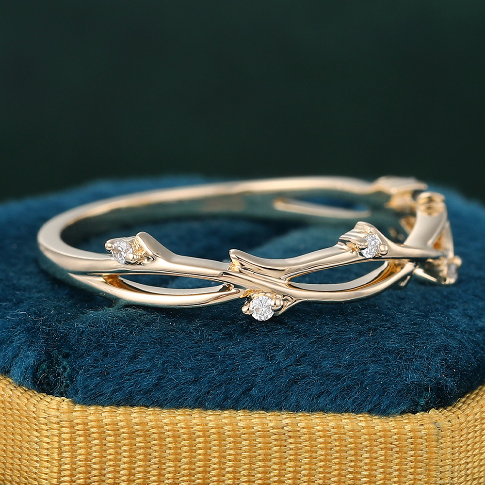 Branch Moissanite Infinity Wedding Band Stacking Ring 