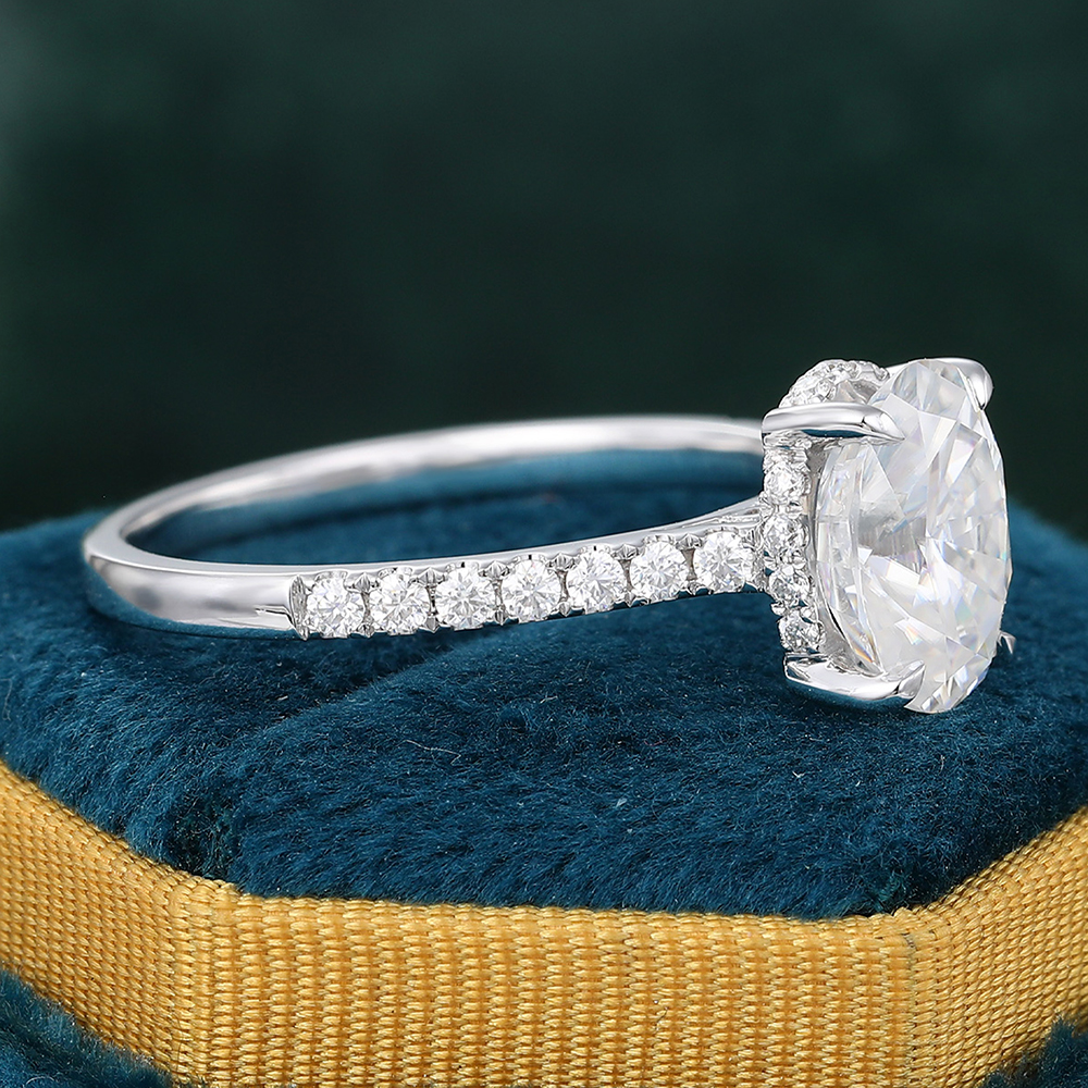 Juyoyo Moissanite Hidden Halo Engagement Ring 4 Claw Prongs Wedding Anniversary Promise Ring